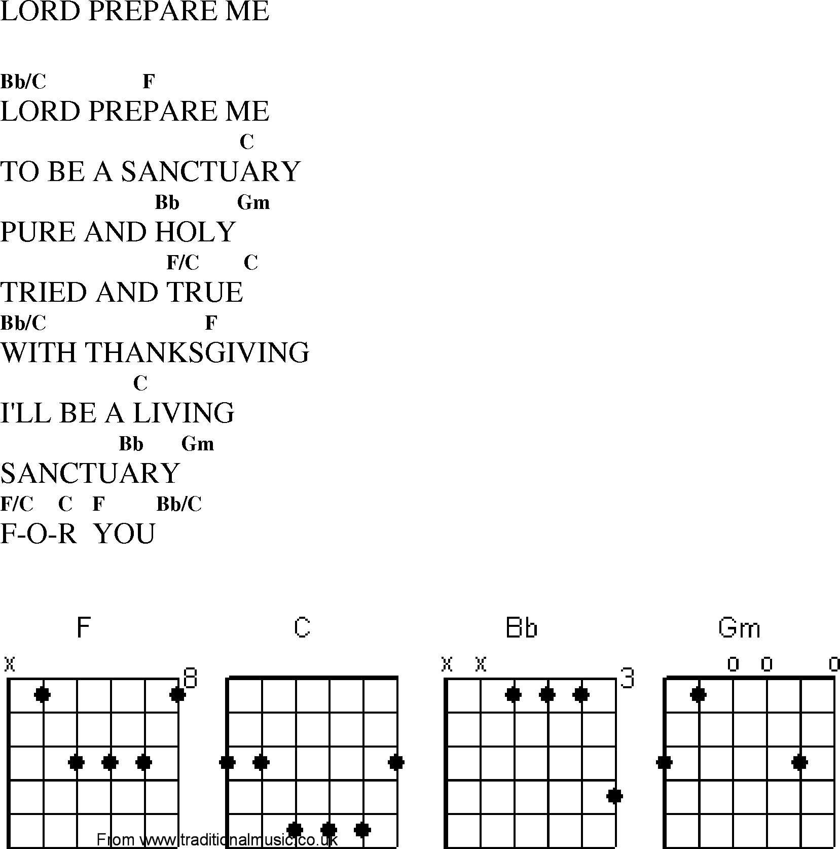 Gospel Song: lord_prepare_me, lyrics and chords.