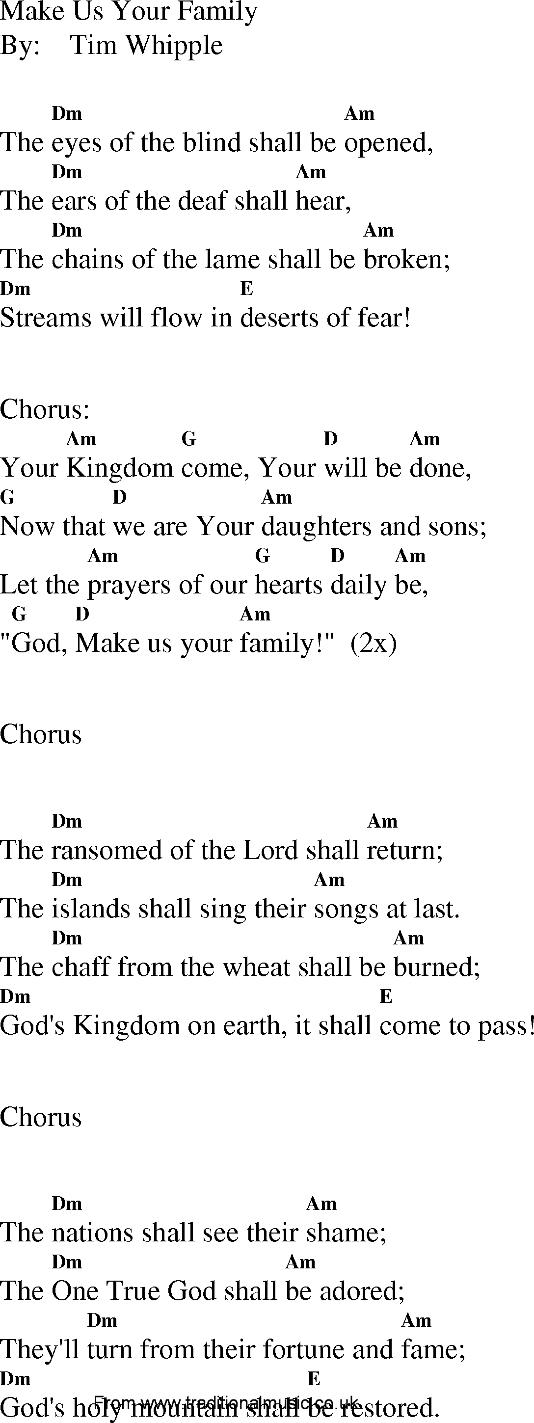 Gospel Song: make_us_your_family, lyrics and chords.