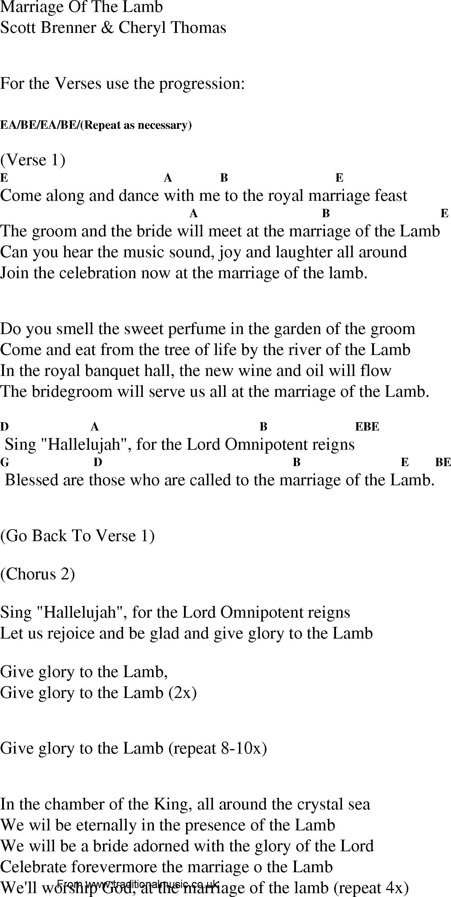 Gospel Song: marriage_of_the_lamb, lyrics and chords.