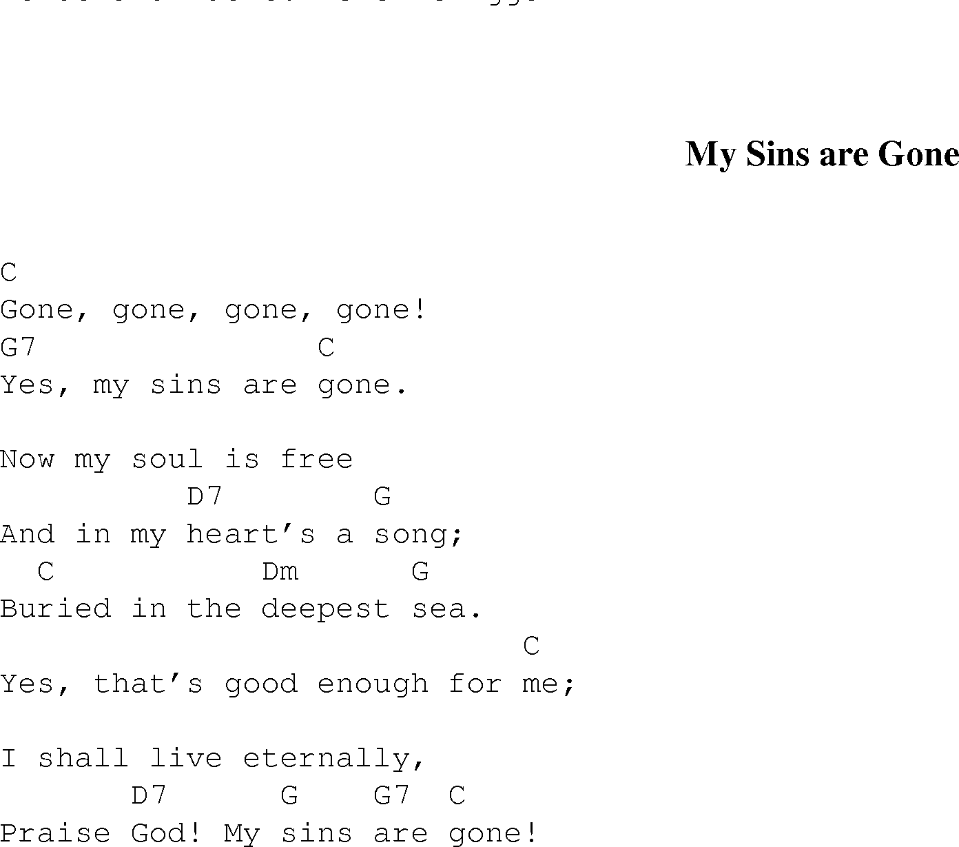 Gospel Song: my_sins_are_gone, lyrics and chords.