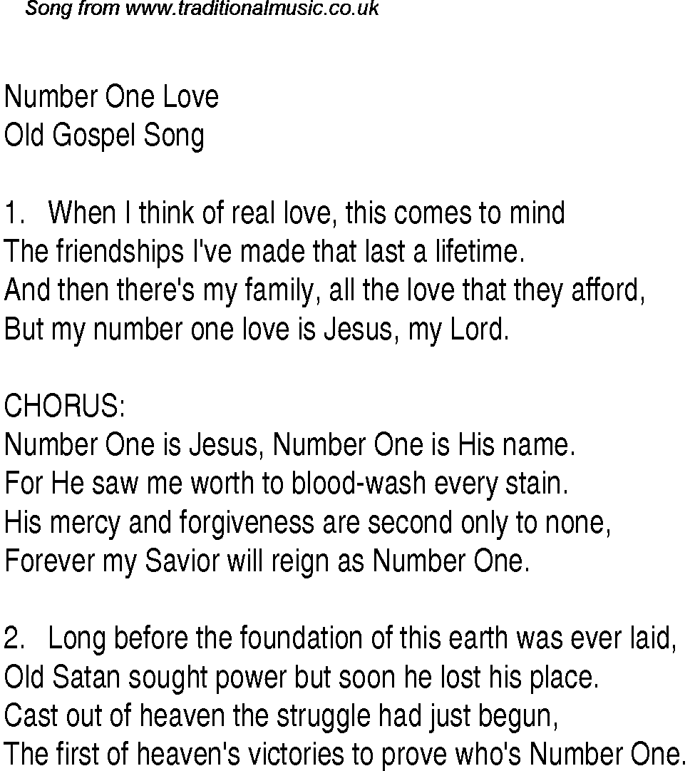 Gospel Song: number-one-love, lyrics and chords.