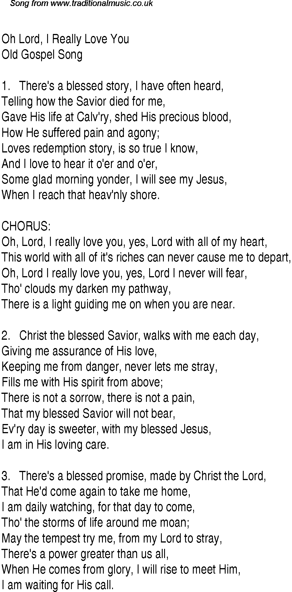 Gospel Song: oh-lord,-i-really-love-you, lyrics and chords.