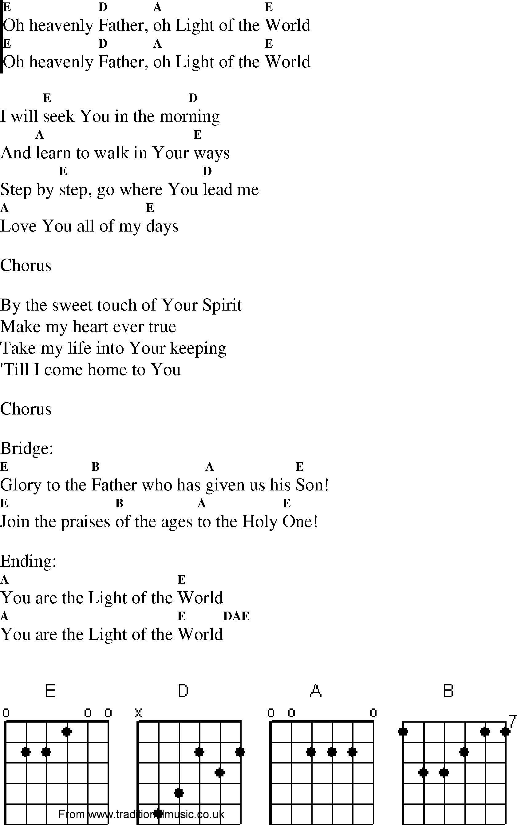 Gospel Song: oh_heavenly_father, lyrics and chords.