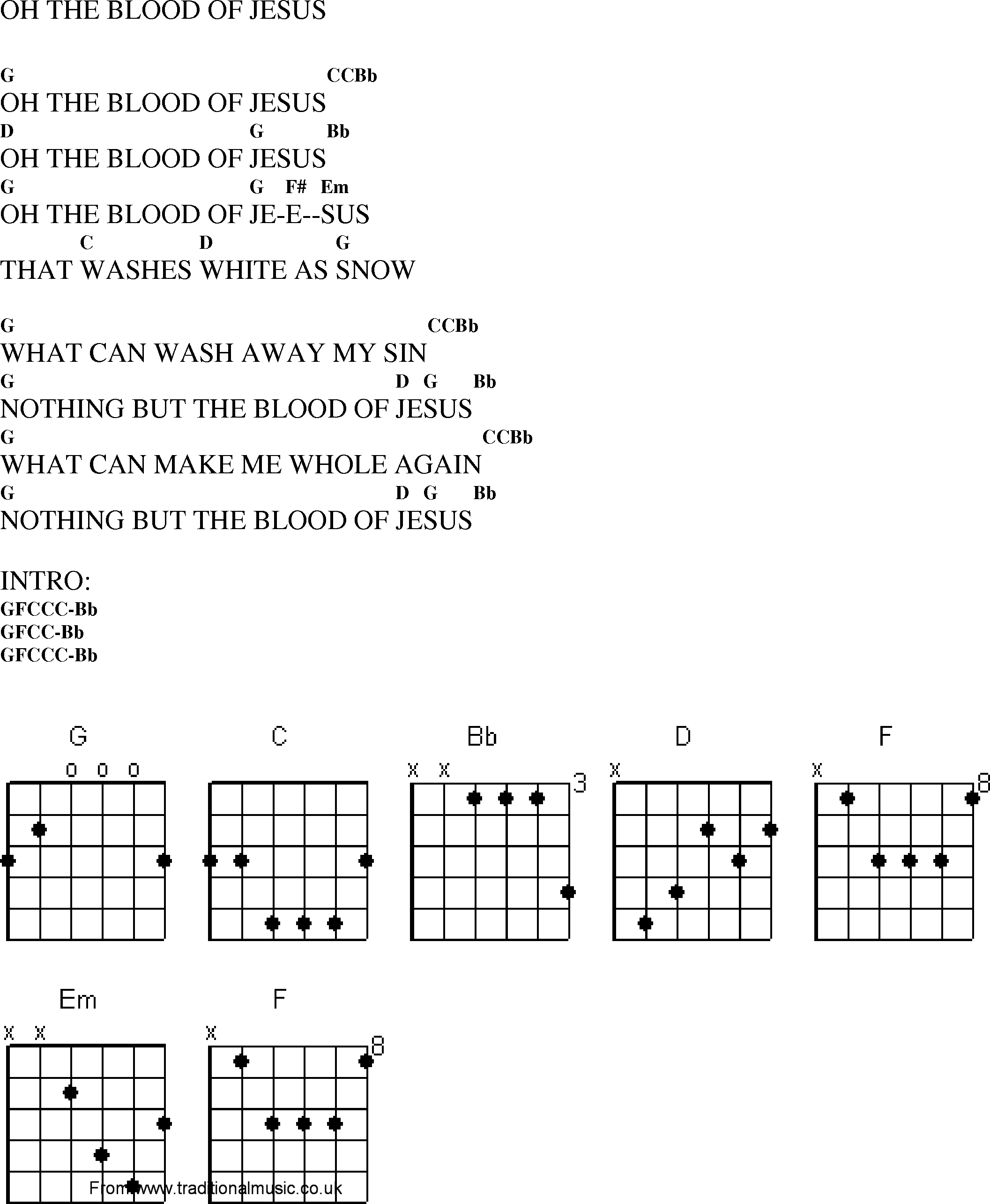Gospel Song: oh_the_blood_of_jesus, lyrics and chords.