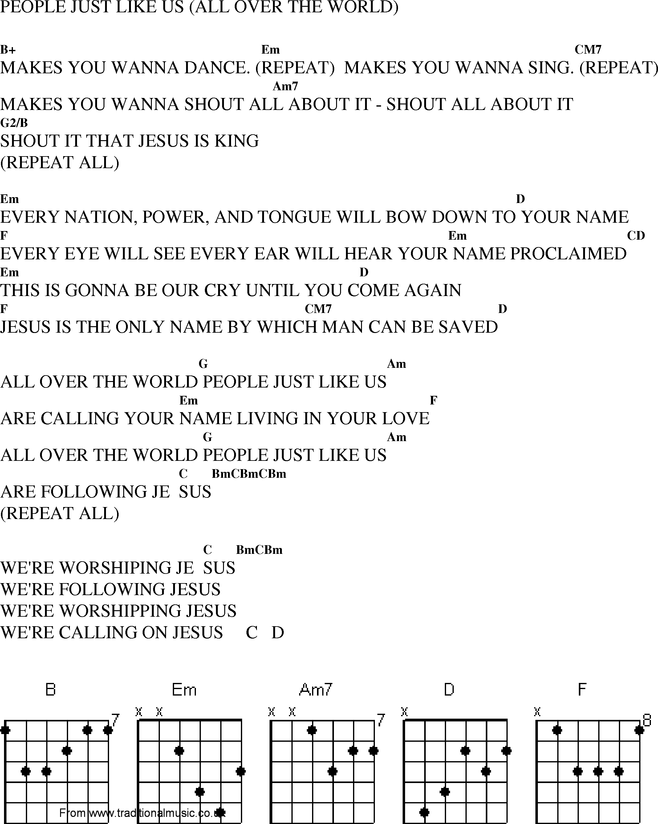 Gospel Song: people_just_like_us, lyrics and chords.