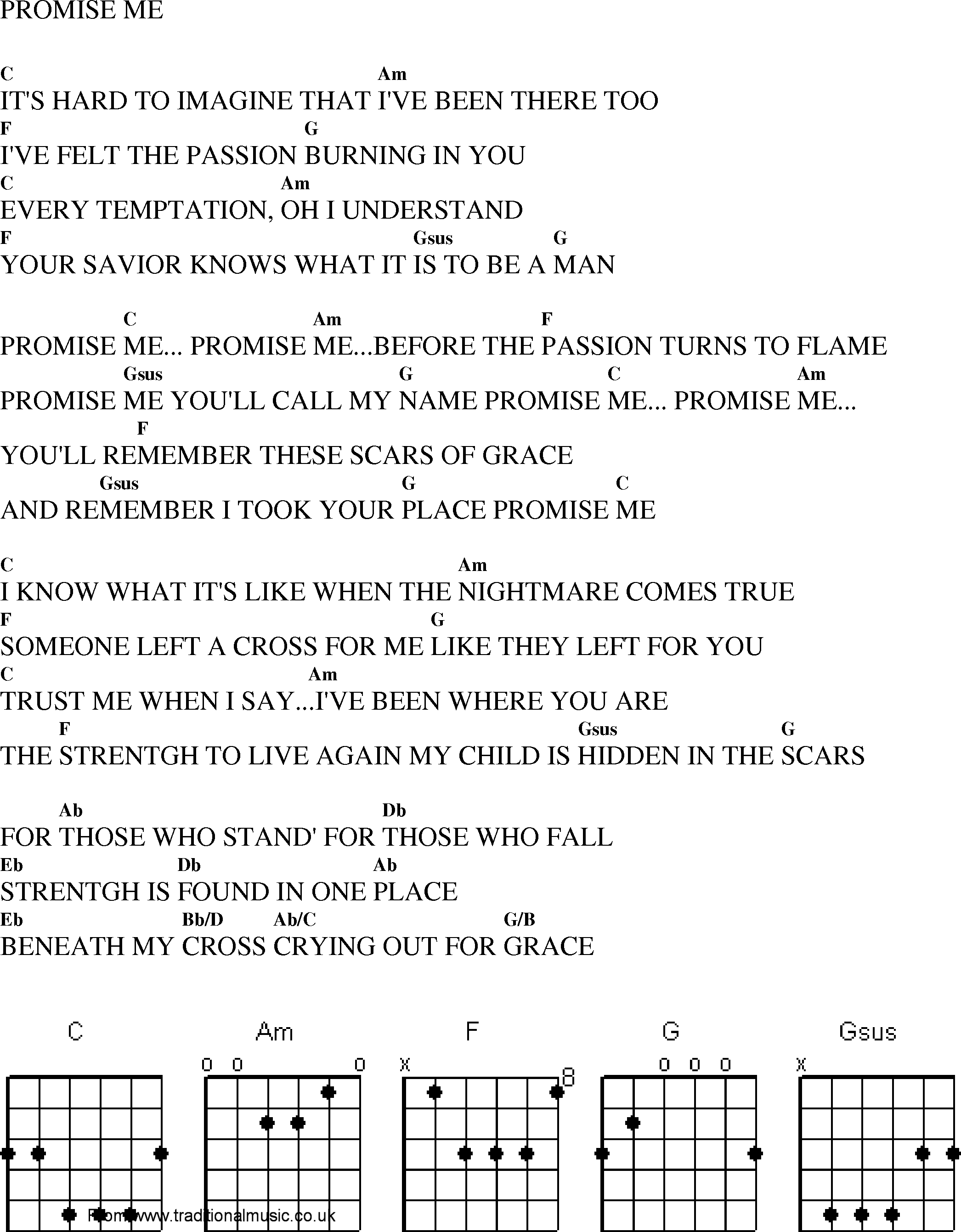 Gospel Song: promise_me, lyrics and chords.