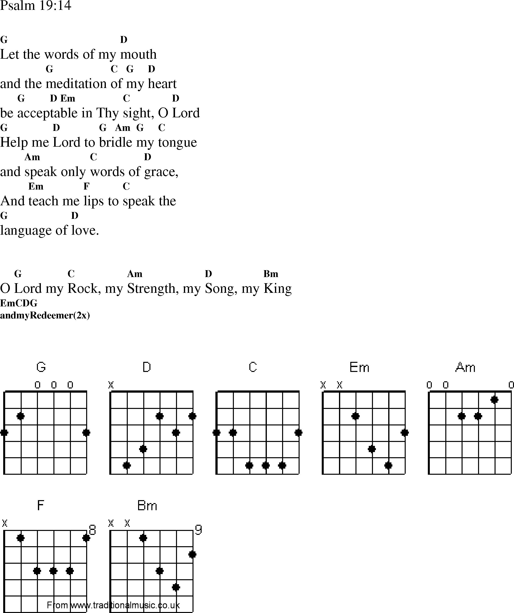 Gospel Song: psalm_19_14, lyrics and chords.