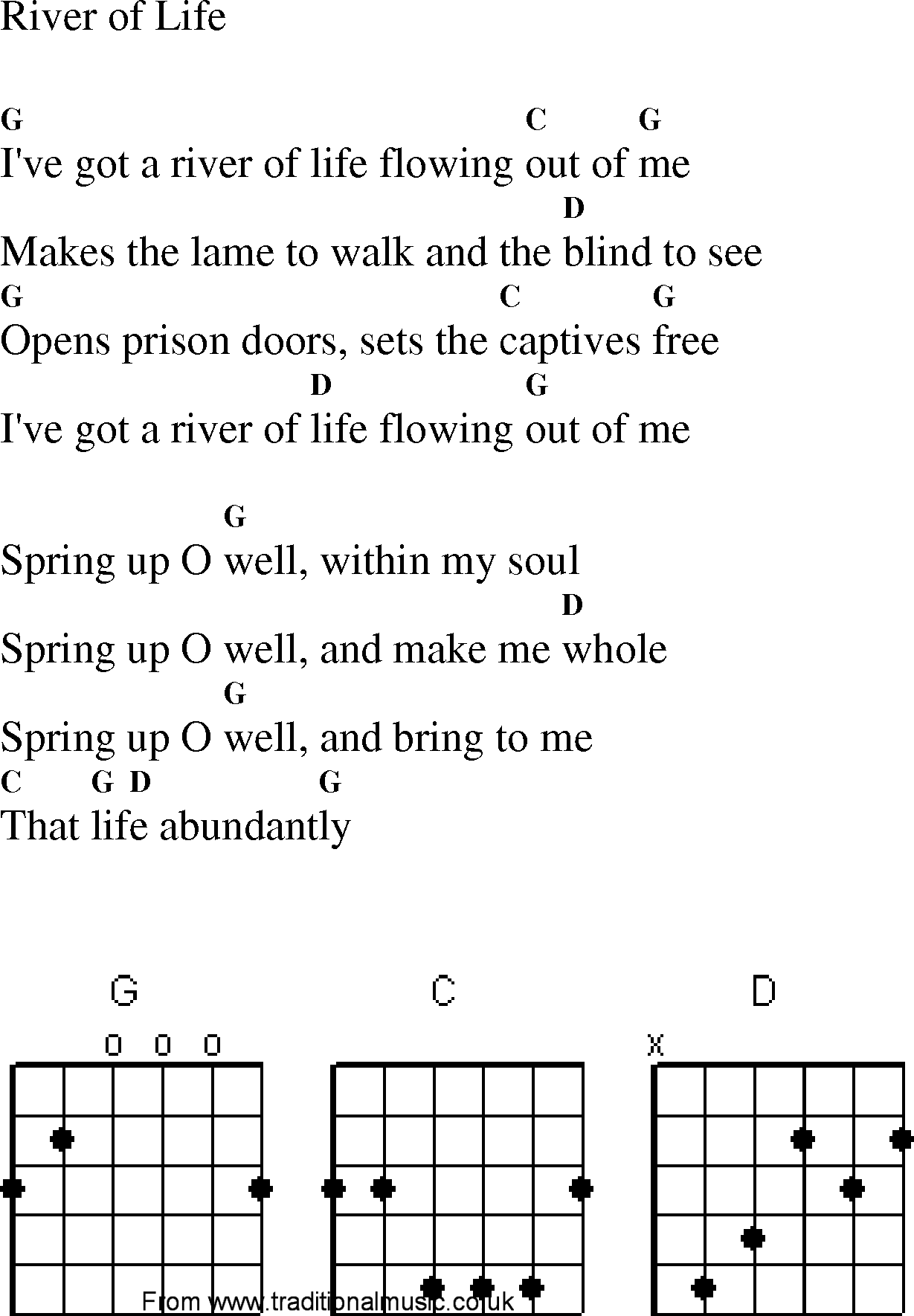 Gospel Song: river_of_life, lyrics and chords.