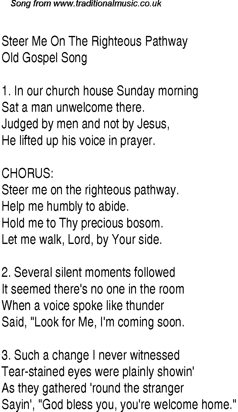 Gospel Song: steer-me-on-the-righteous-pathway, lyrics and chords.