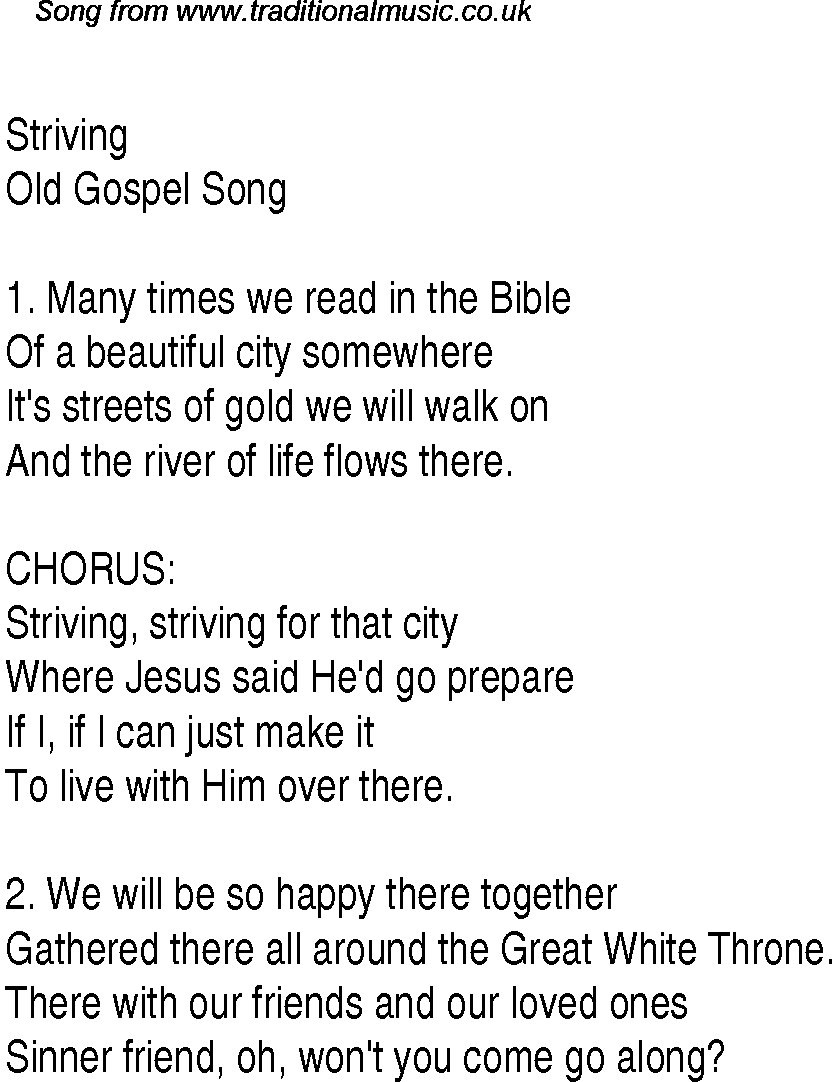 Gospel Song: striving, lyrics and chords.