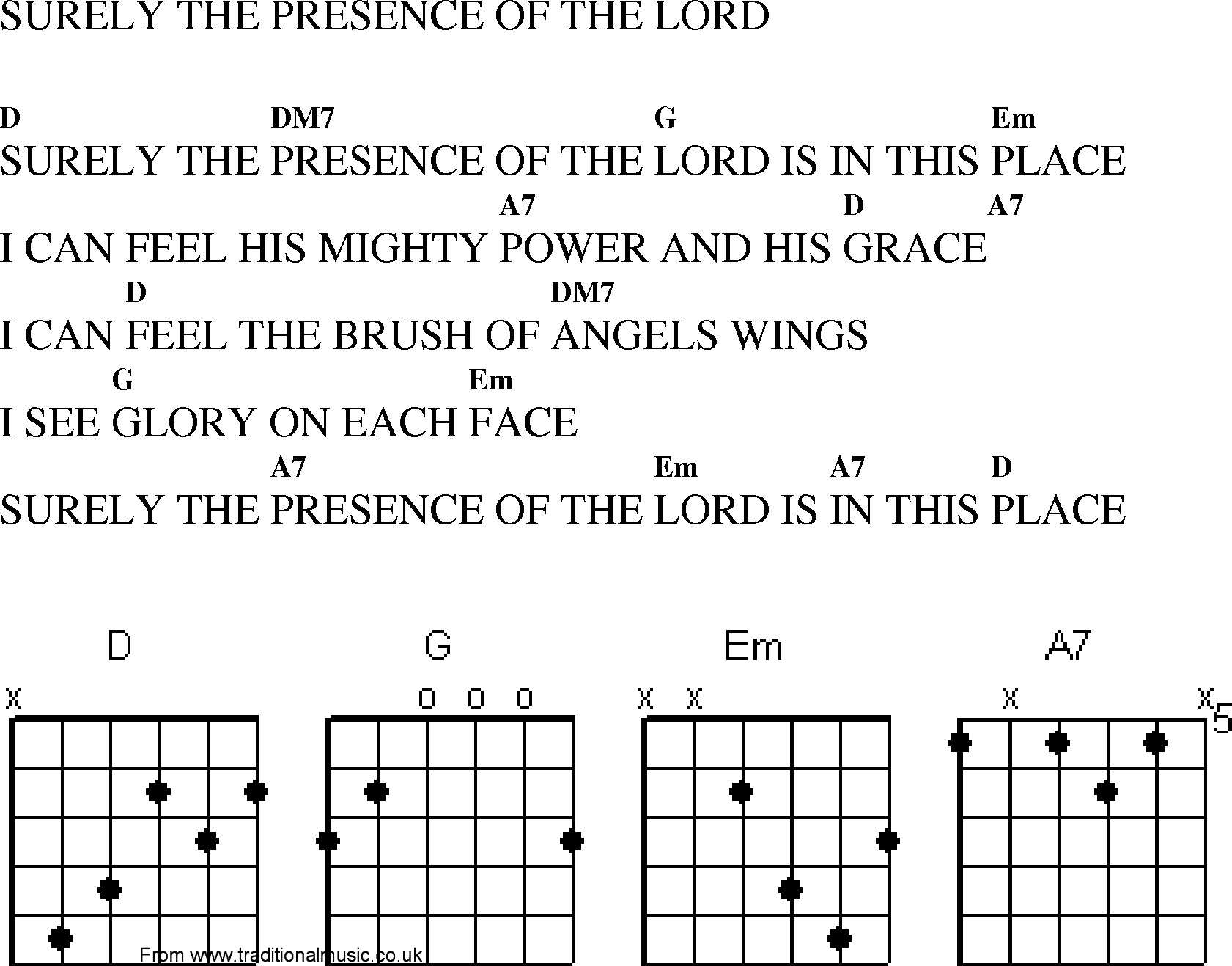 Gospel Song: surely_the_presence_of_the_lord, lyrics and chords.
