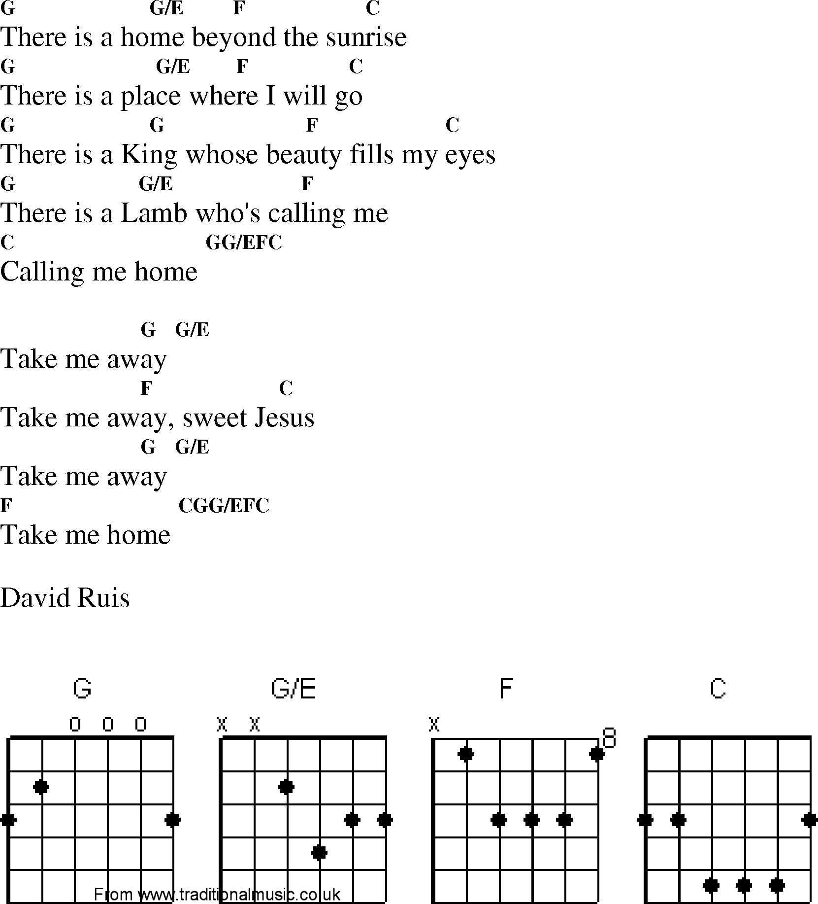 Gospel Song: take_me_home, lyrics and chords.