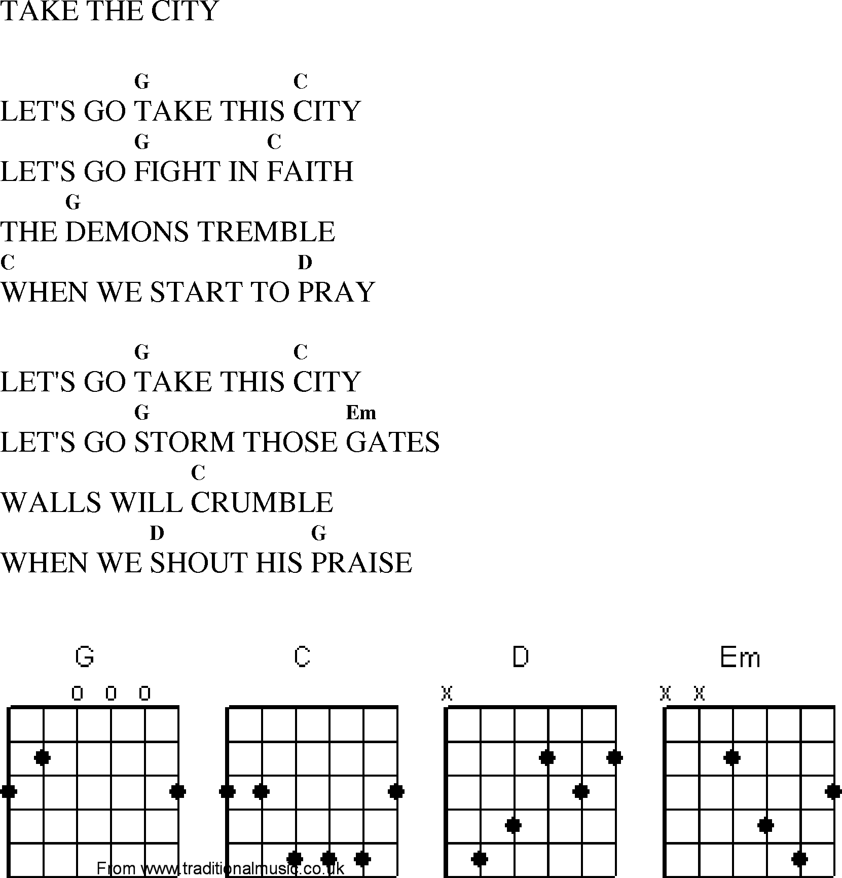 Gospel Song: take_the_city, lyrics and chords.