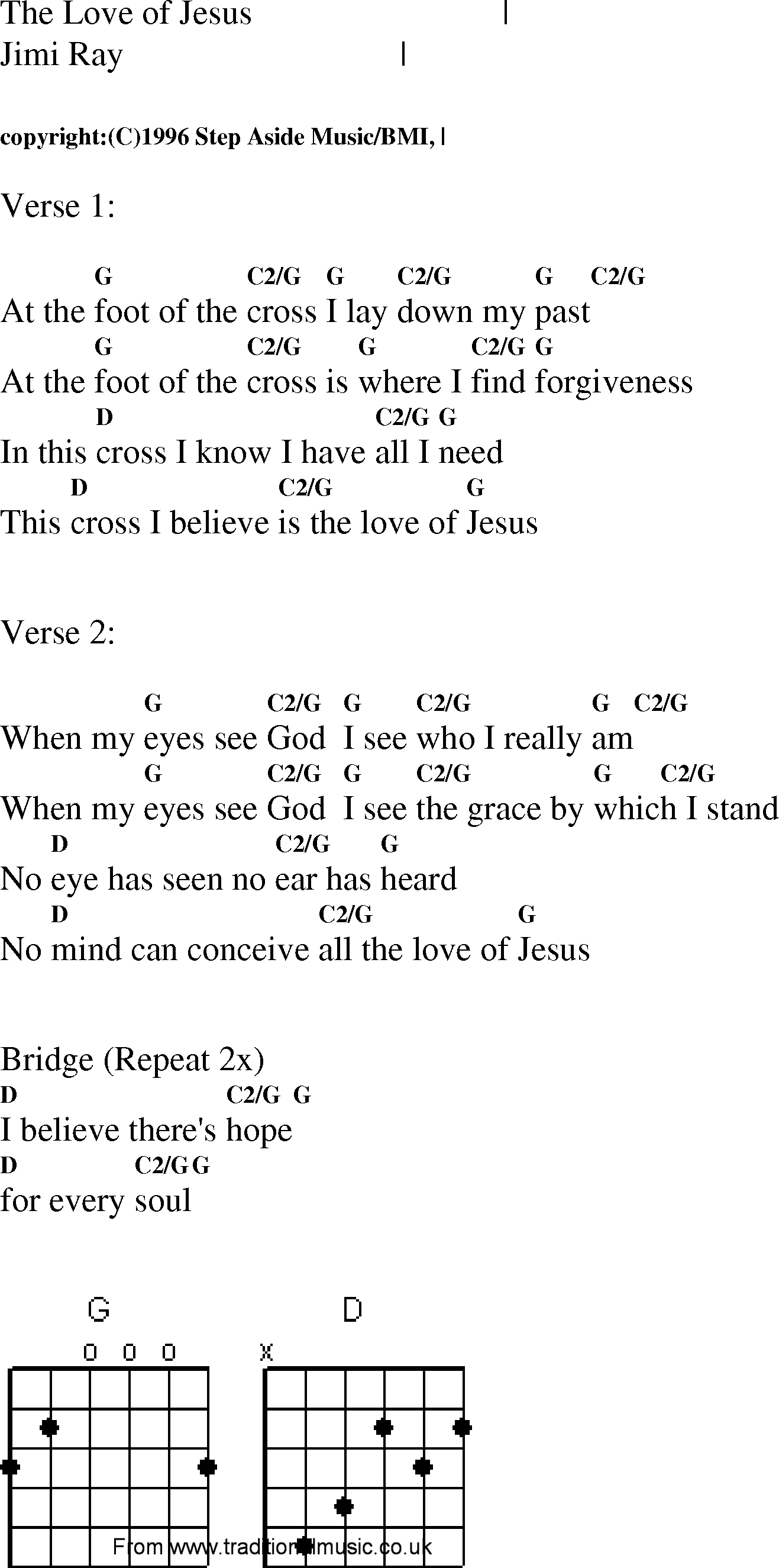 Gospel Song: the_love_of_jesus, lyrics and chords.