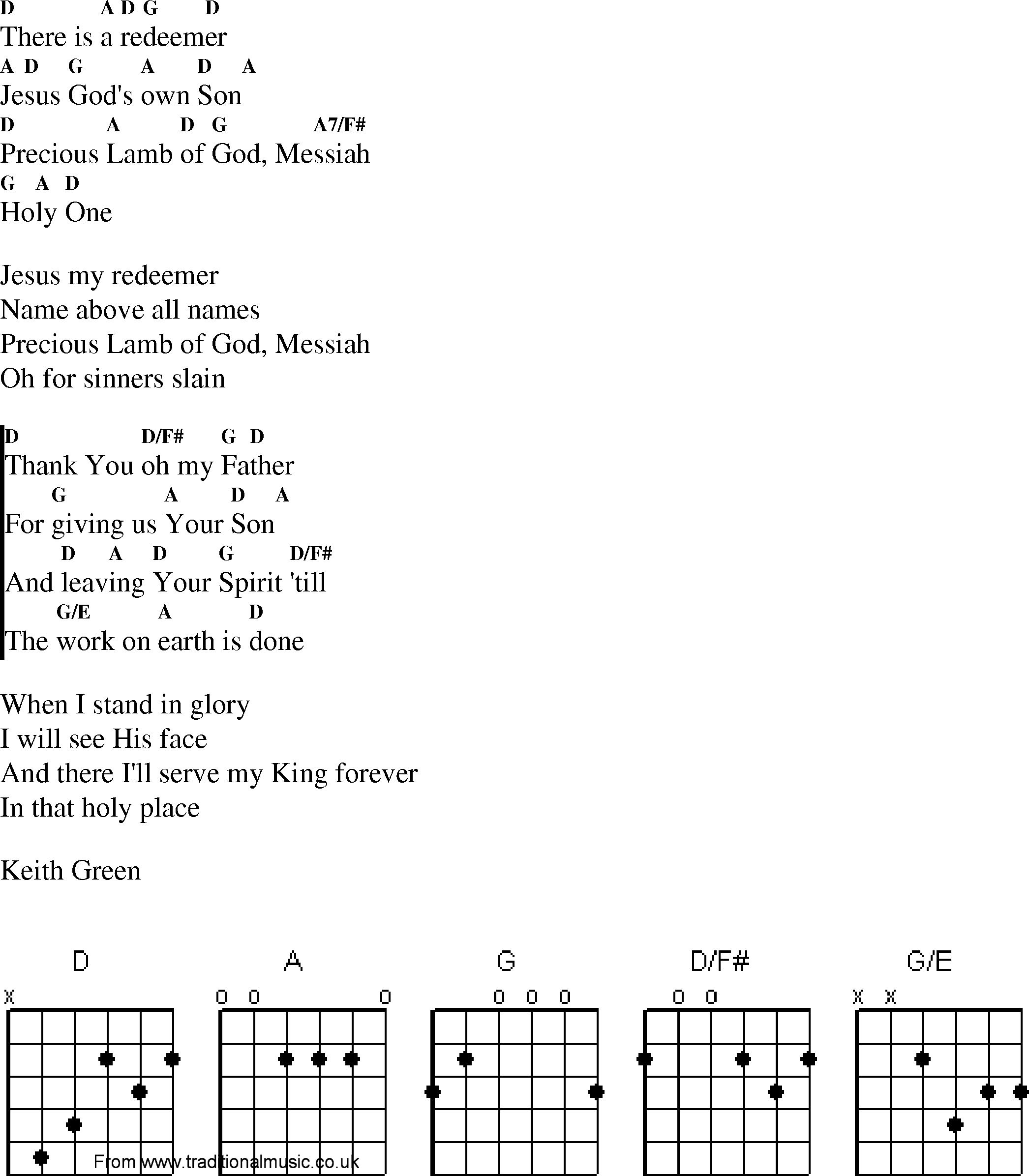 Gospel Song: there_is_a_redeemer, lyrics and chords.