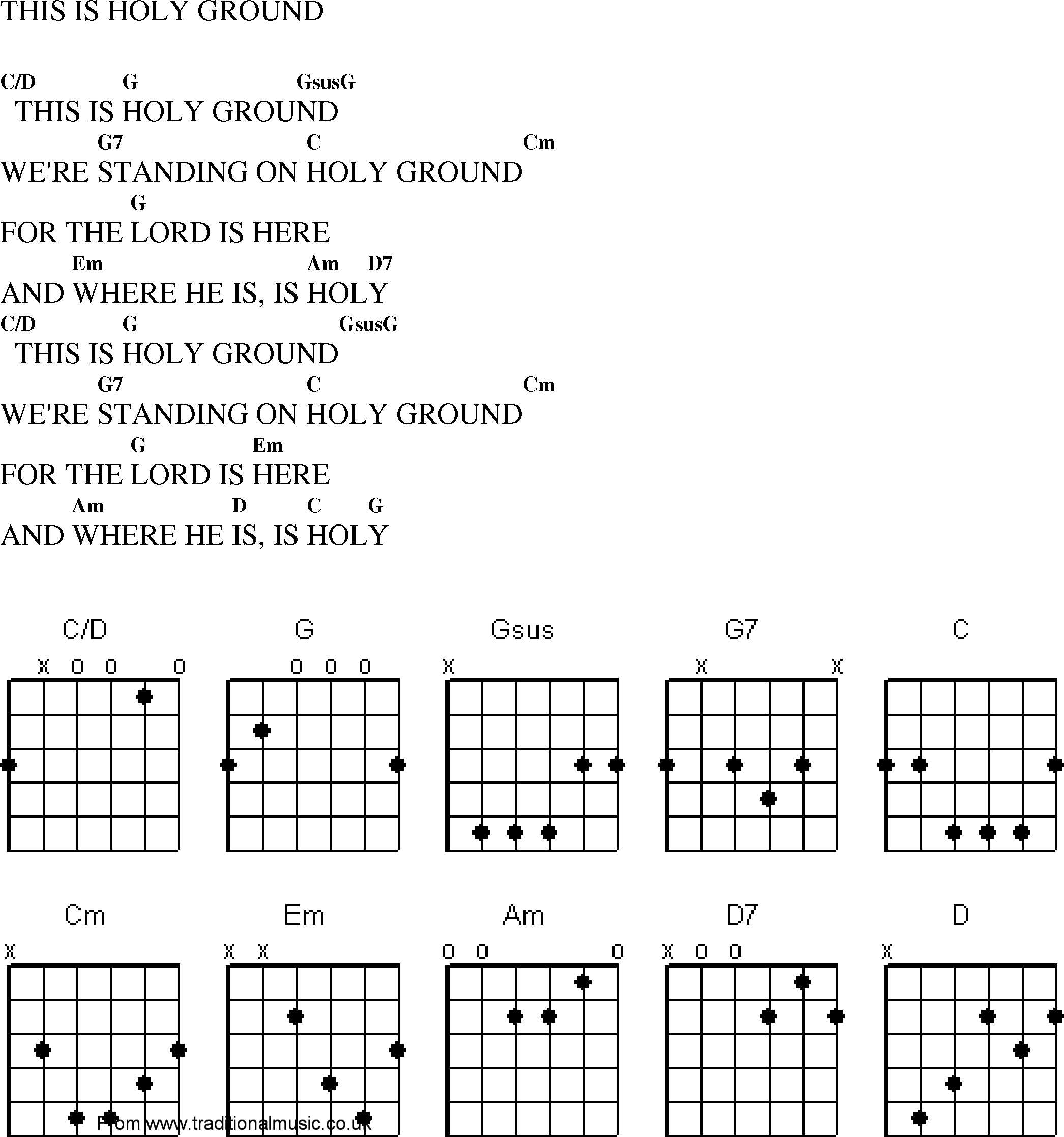 Gospel Song: this_is_holy_ground, lyrics and chords.