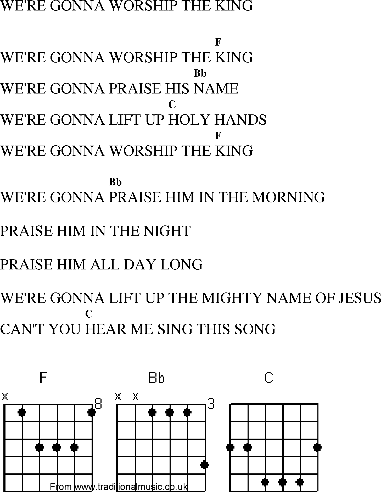 Gospel Song: were_gonna_worship_the_king, lyrics and chords.