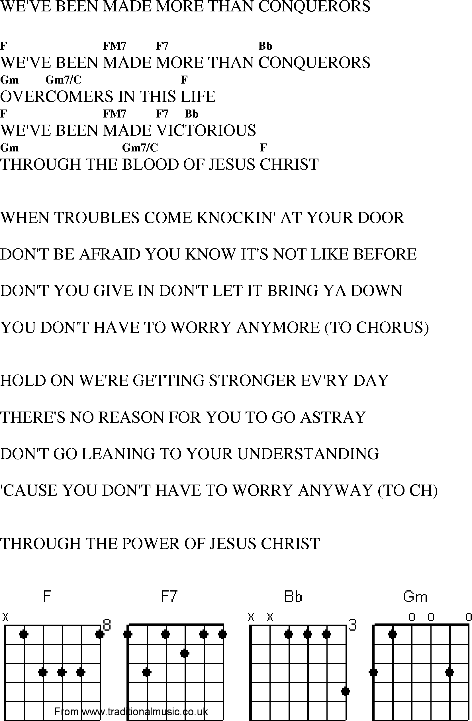Gospel Song: weve_been_made_more_than_conquerors, lyrics and chords.