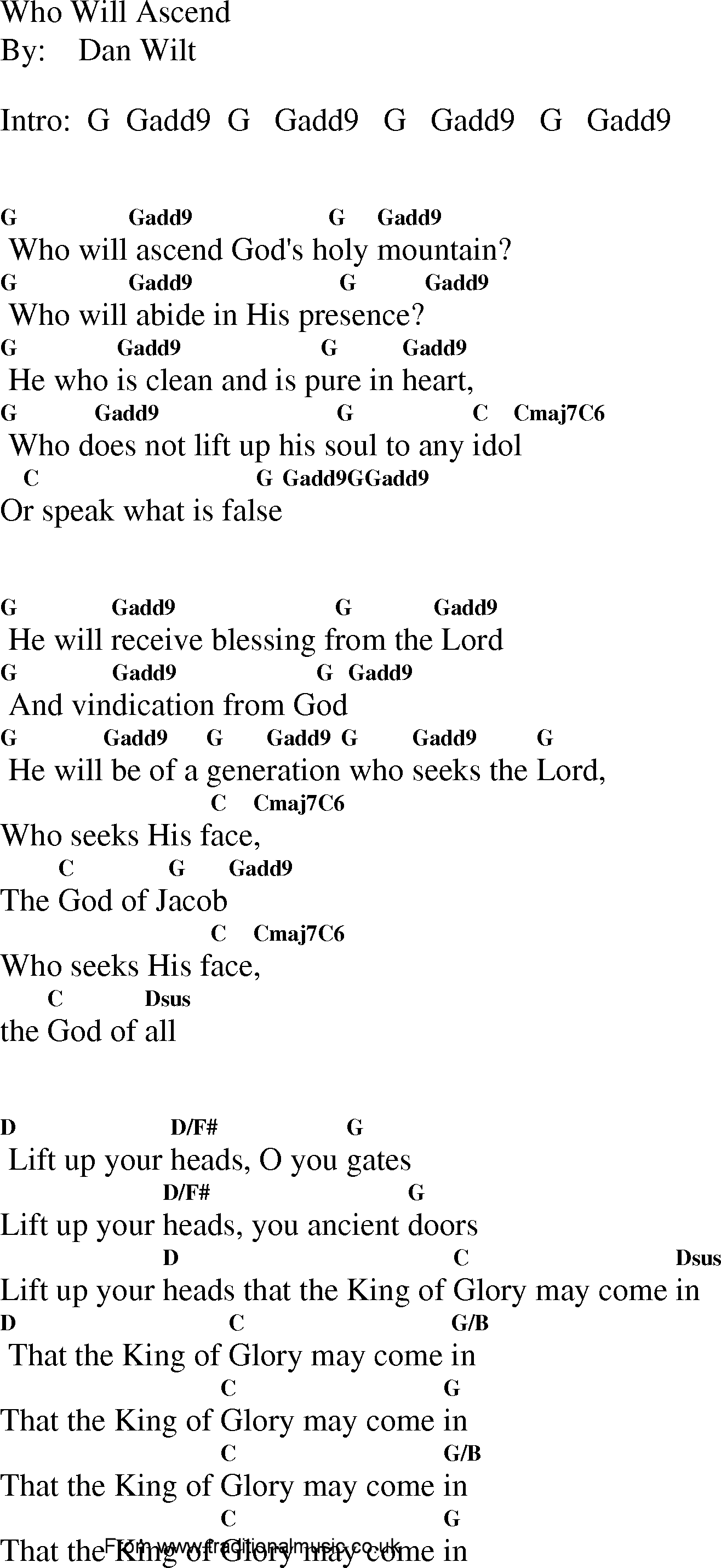 Gospel Song: who_will_ascend, lyrics and chords.