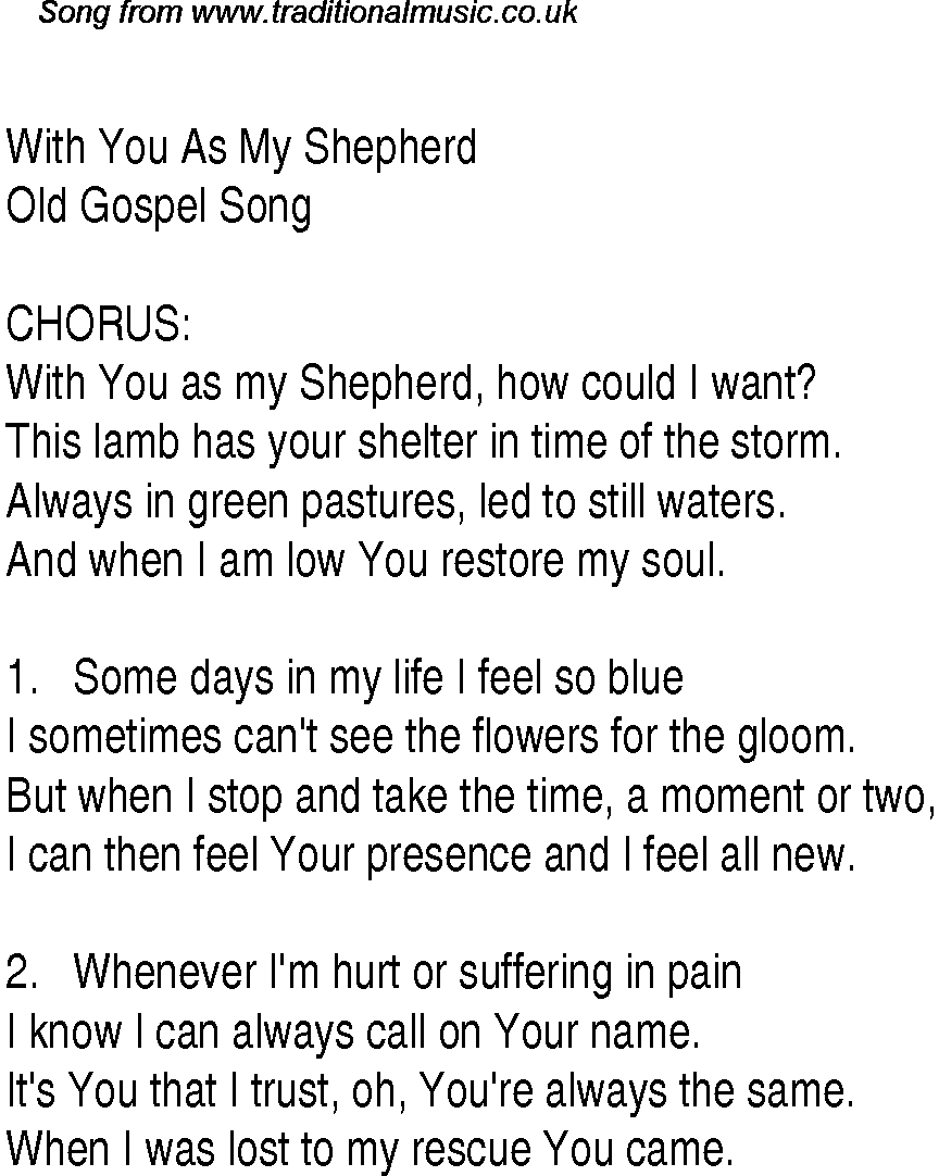 Gospel Song: with-you-as-my-shepherd, lyrics and chords.