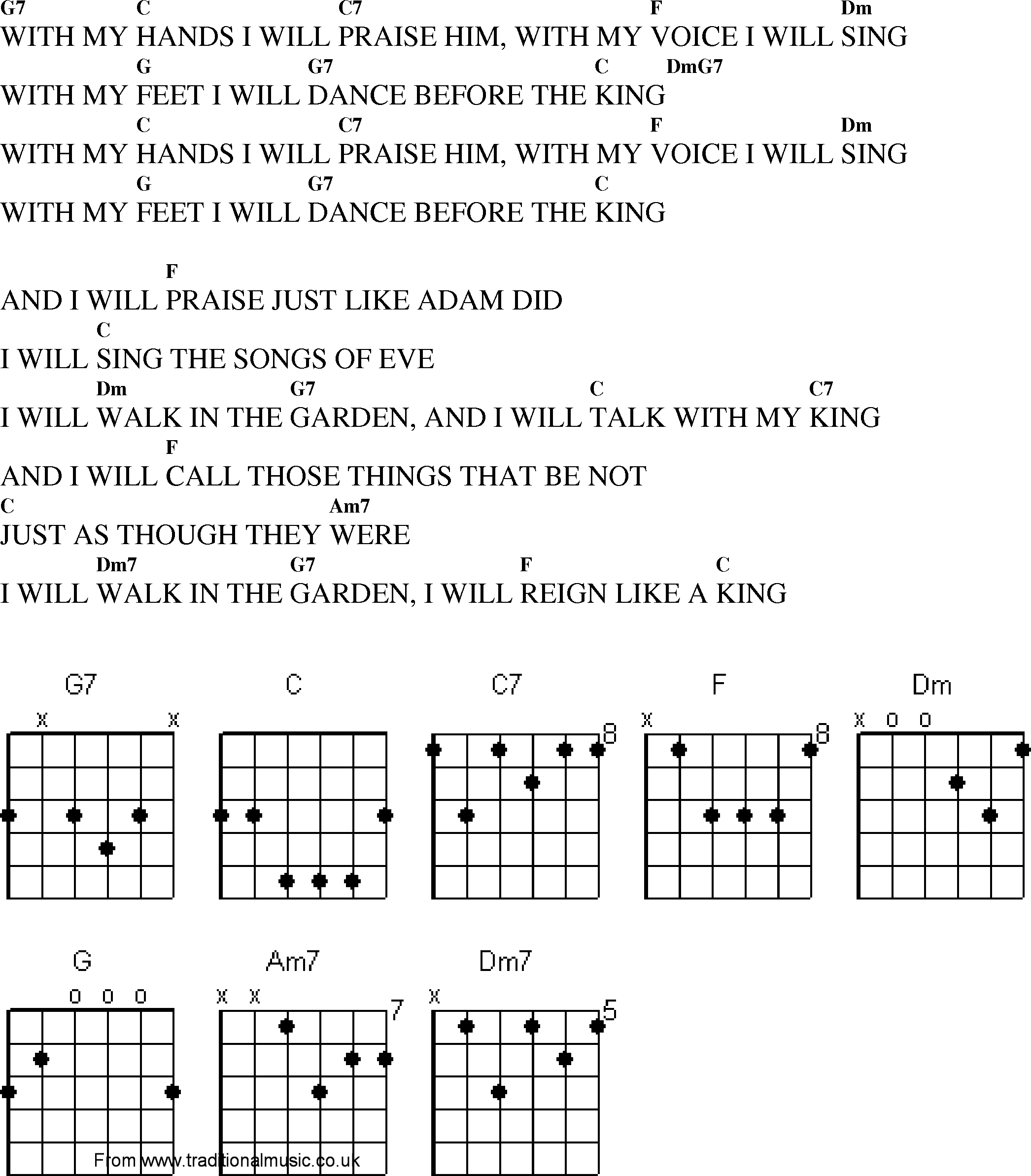 Gospel Song: with_my_hns_i_will_prise_him, lyrics and chords.