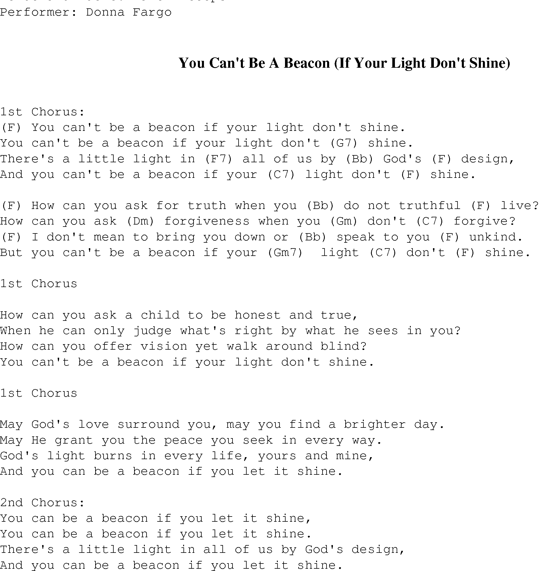 Gospel Song: you_can_be_a_beacon, lyrics and chords.