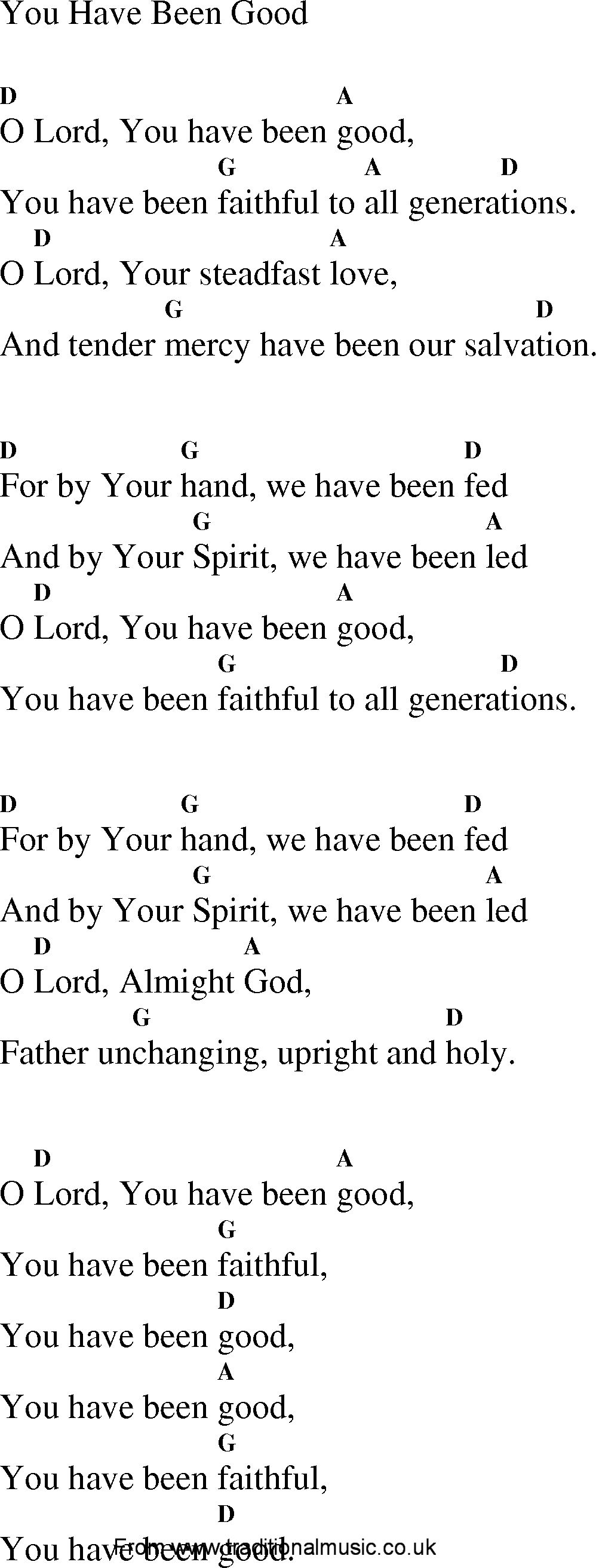 Gospel Song: you_have_been_good, lyrics and chords.