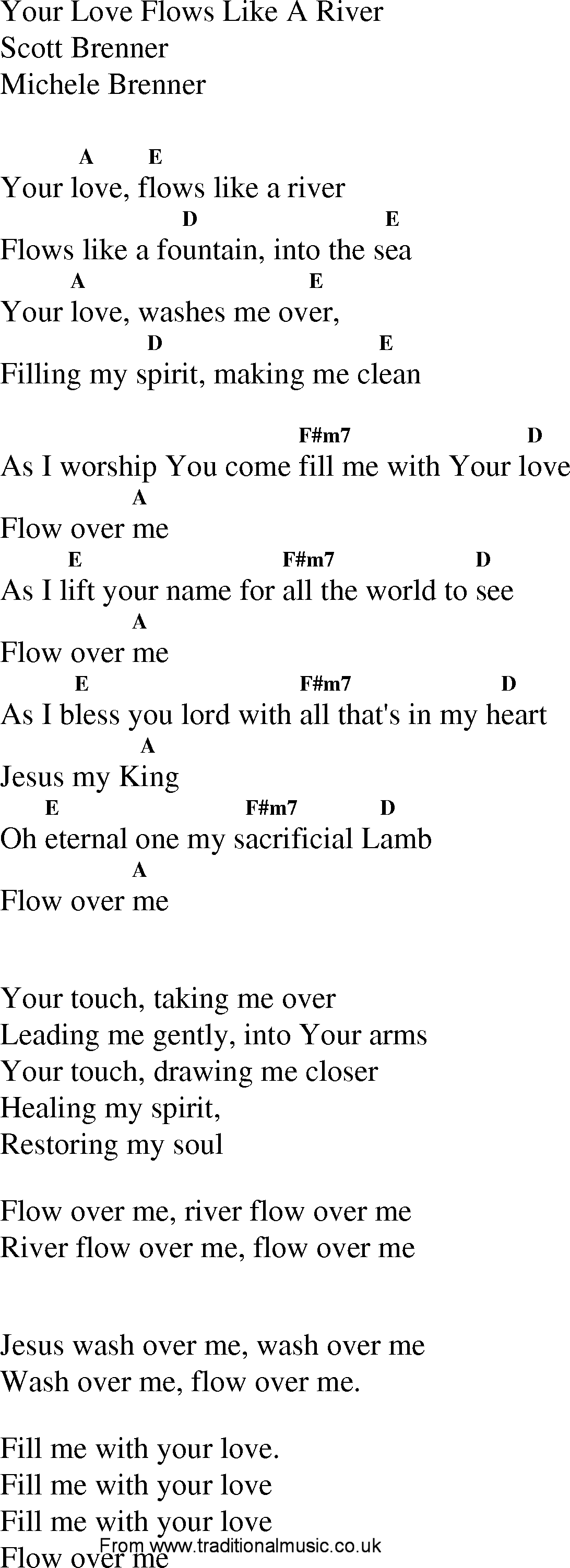 Gospel Song: your_love_flows_like_a_river, lyrics and chords.