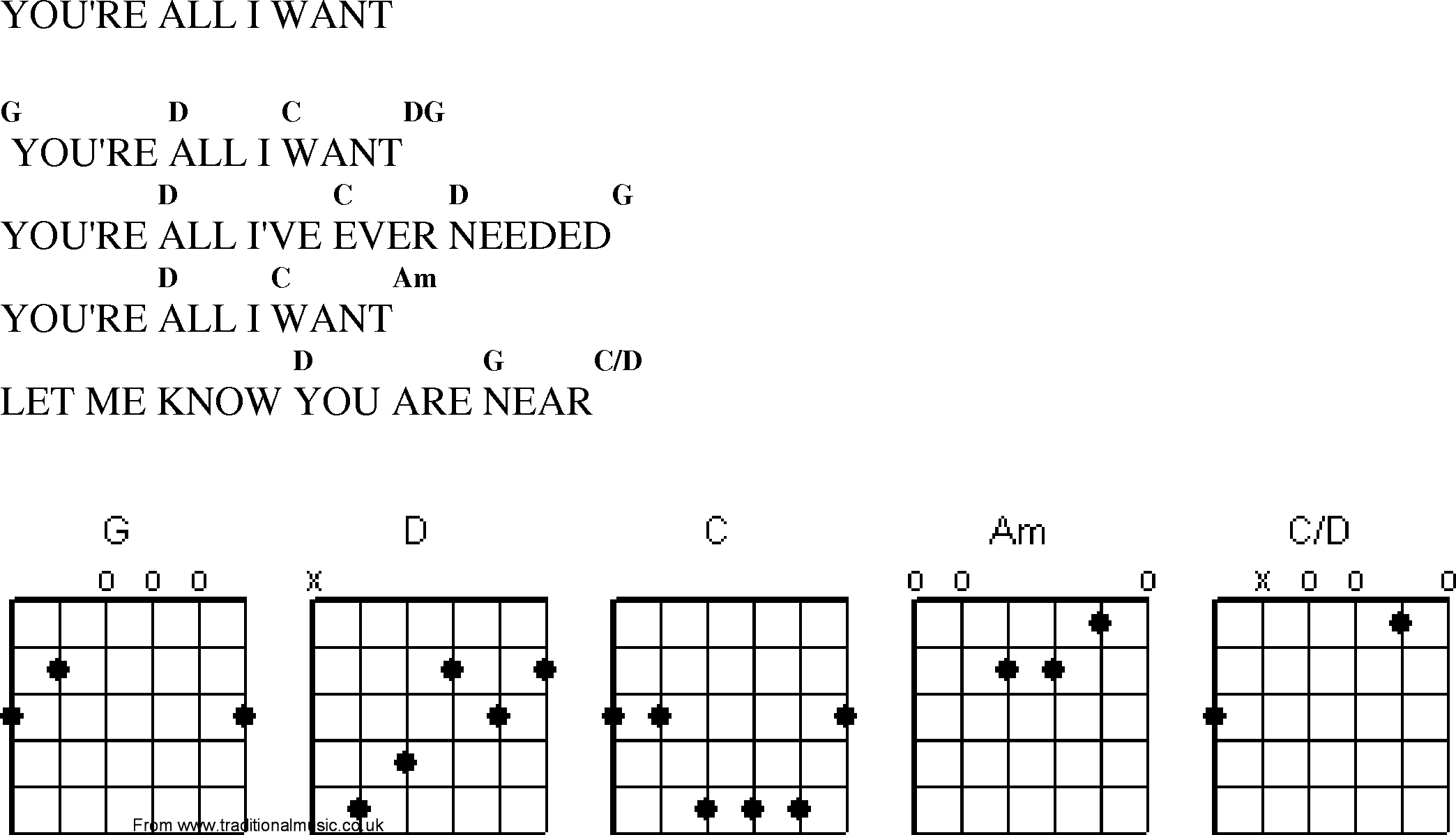 Gospel Song: youre_all_i_want, lyrics and chords.