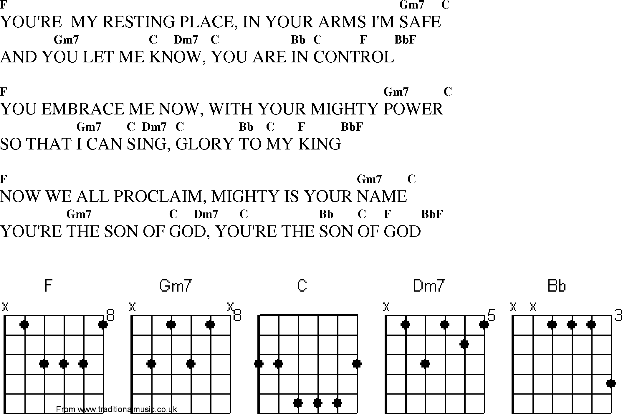 Gospel Song: youre_my_resting_plce, lyrics and chords.