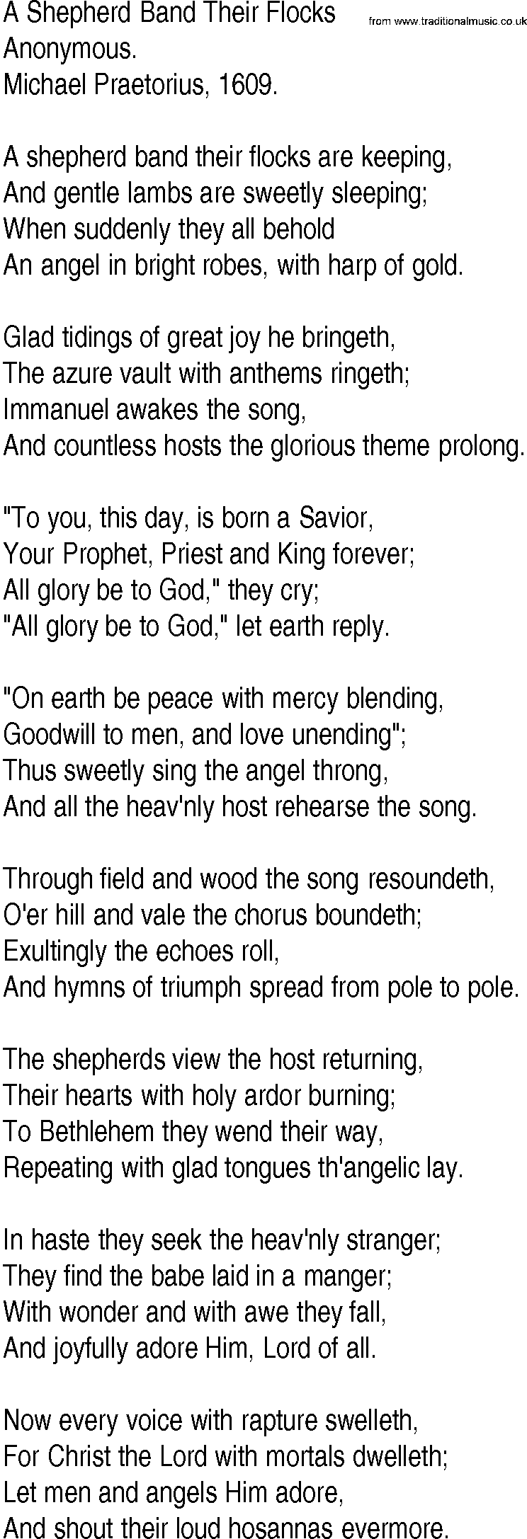 Hymn and Gospel Song: A Shepherd Band Their Flocks by Anonymous lyrics