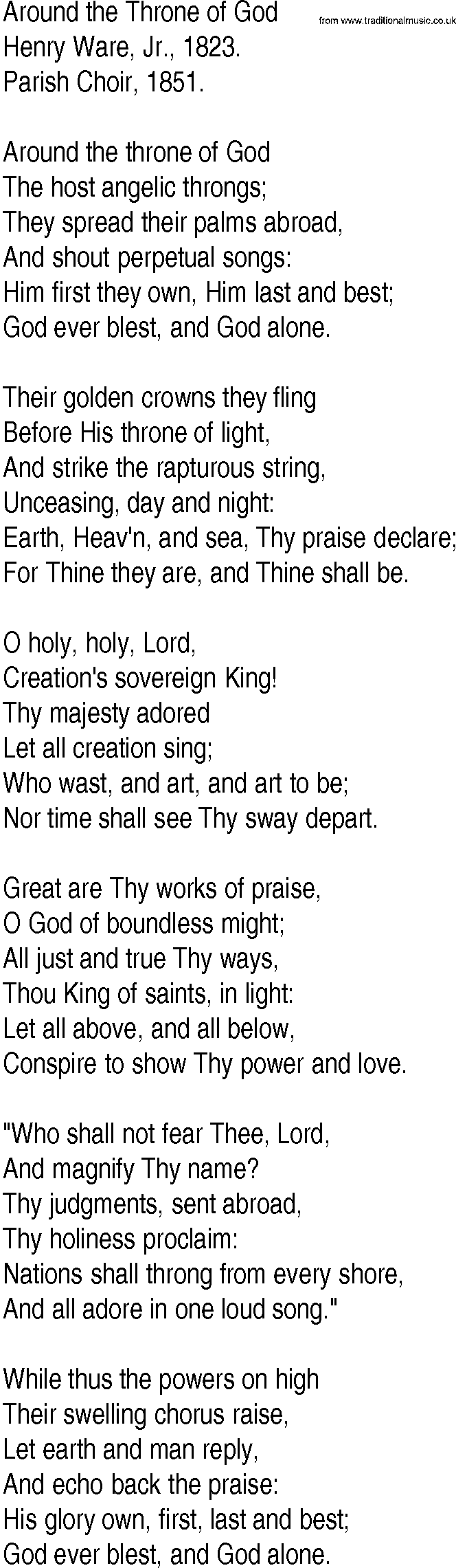 Hymn and Gospel Song: Around the Throne of God by Henry Ware Jr lyrics