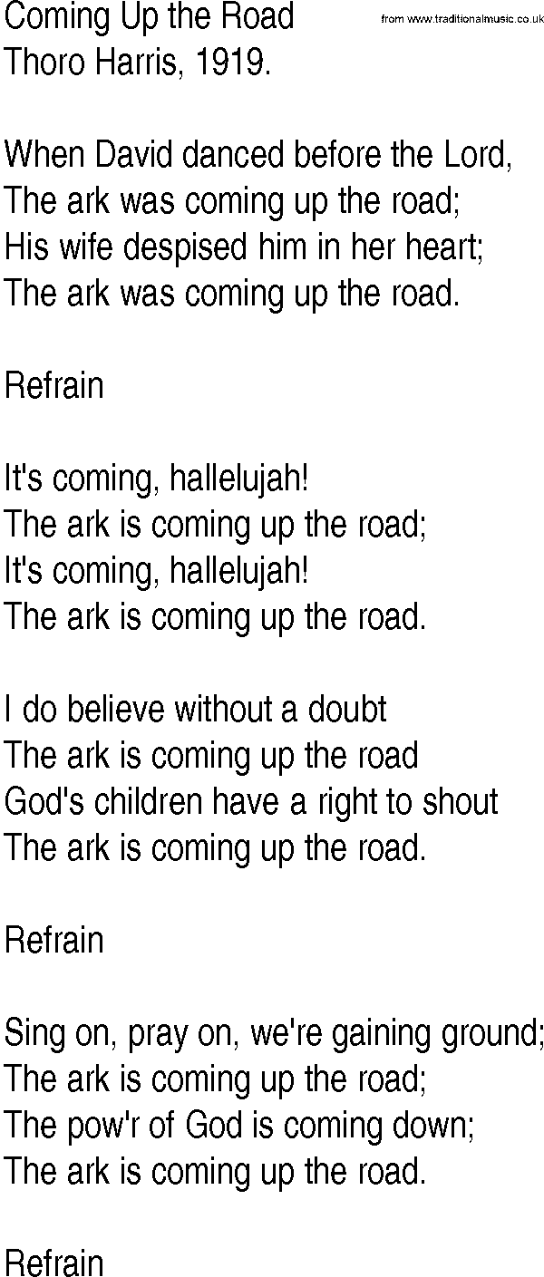 Hymn and Gospel Song: Coming Up the Road by Thoro Harris lyrics