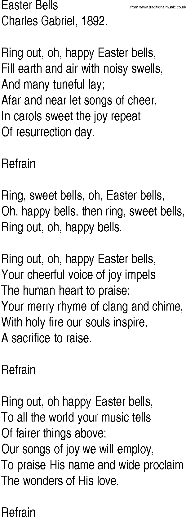 Hymn and Gospel Song: Easter Bells by Charles Gabriel lyrics