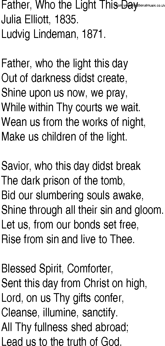 Hymn and Gospel Song: Father, Who the Light This Day by Julia Elliott lyrics
