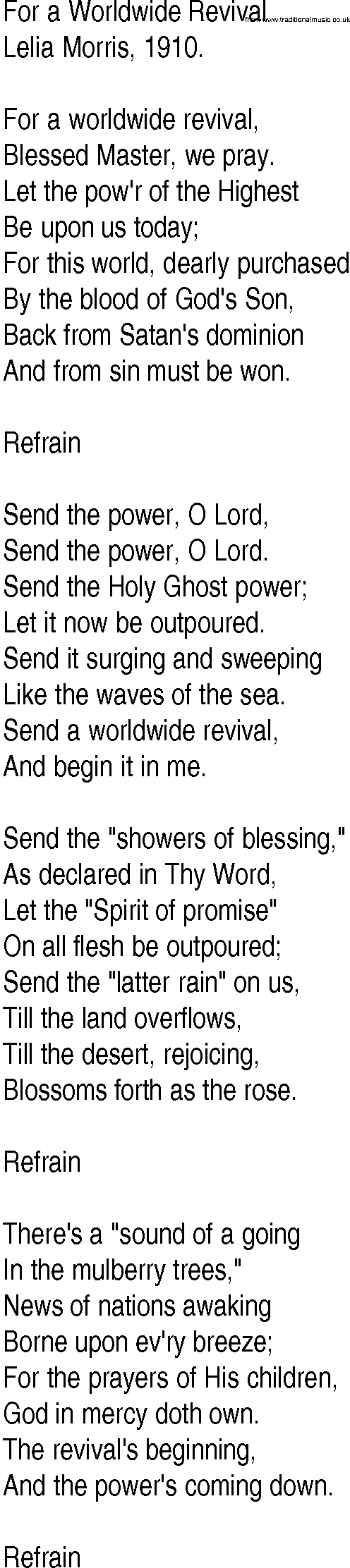 Hymn and Gospel Song: For a Worldwide Revival by Lelia Morris lyrics