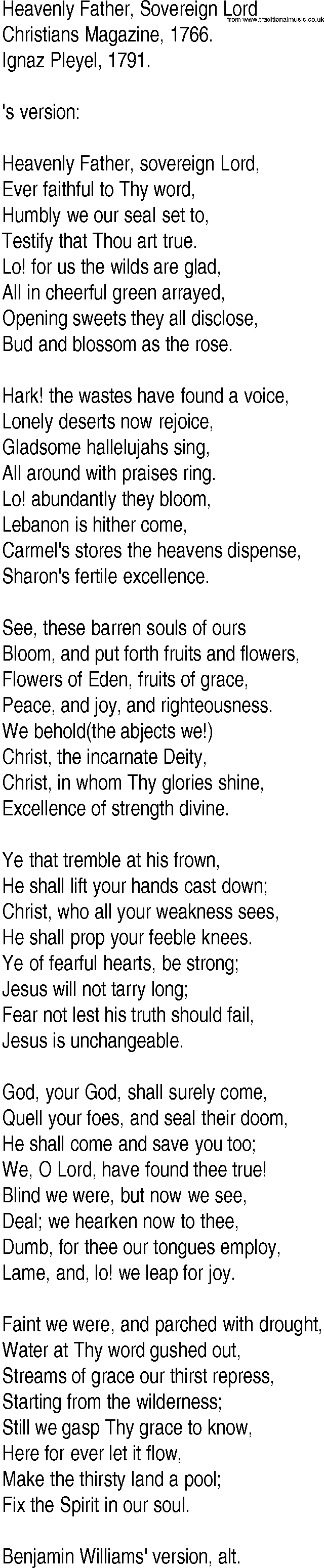 Hymn and Gospel Song: Heavenly Father, Sovereign Lord by Christians Magazine lyrics