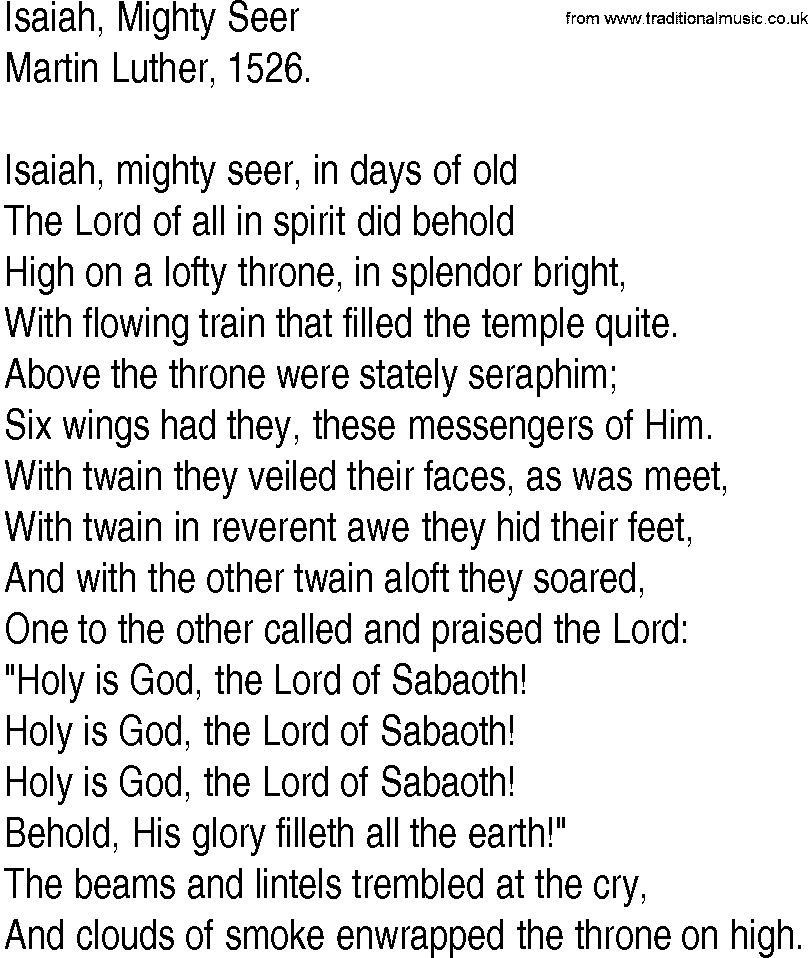 Hymn and Gospel Song: Isaiah, Mighty Seer by Martin Luther lyrics
