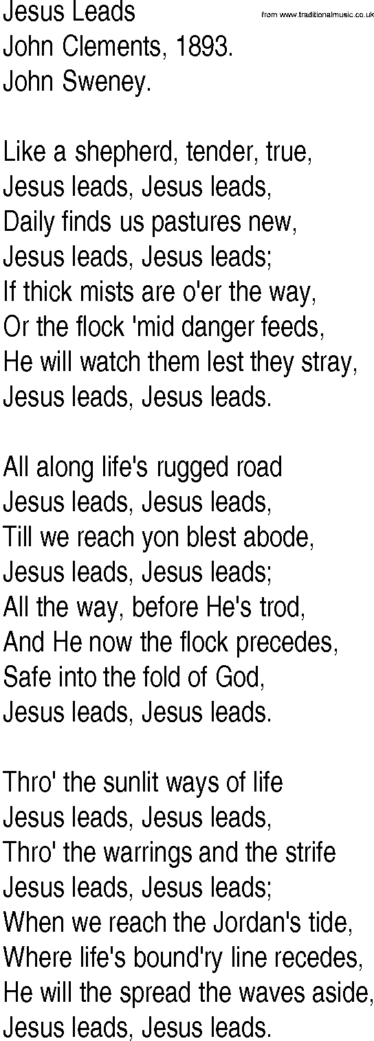 Hymn and Gospel Song: Jesus Leads by John Clements lyrics
