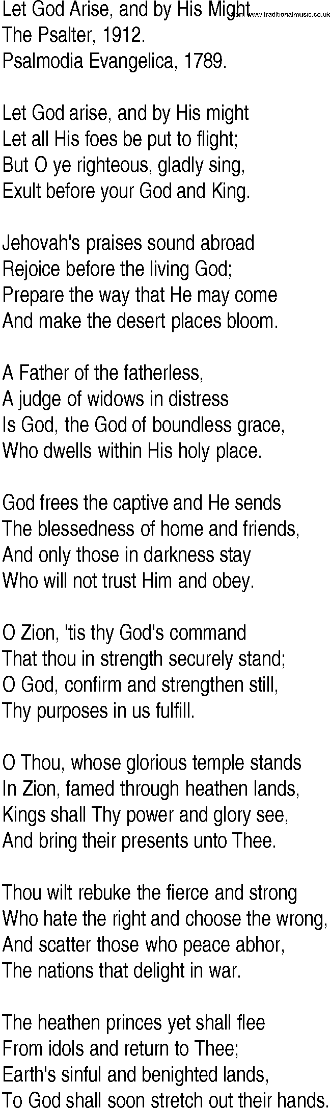 Hymn and Gospel Song: Let God Arise, and by His Might by The Psalter lyrics