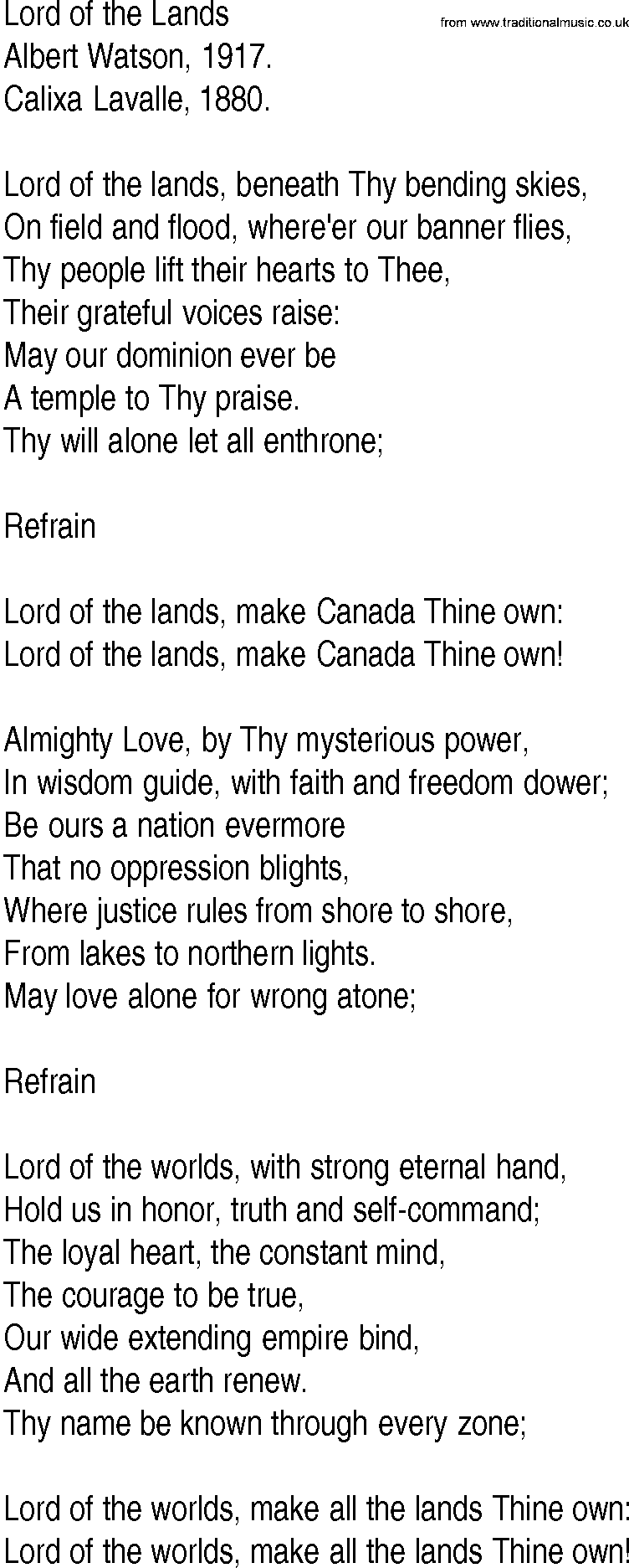 Hymn and Gospel Song: Lord of the Lands by Albert Watson lyrics
