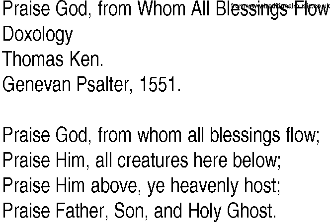 Hymn and Gospel Song: Praise God, from Whom All Blessings Flow by Thomas Ken lyrics