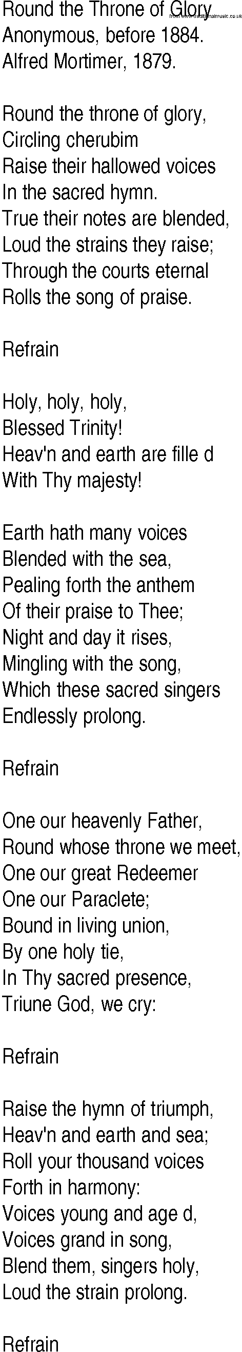 Hymn and Gospel Song: Round the Throne of Glory by Anonymous before lyrics