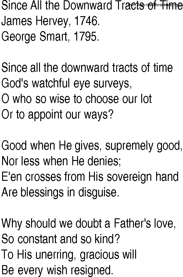Hymn and Gospel Song: Since All the Downward Tracts of Time by James Hervey lyrics