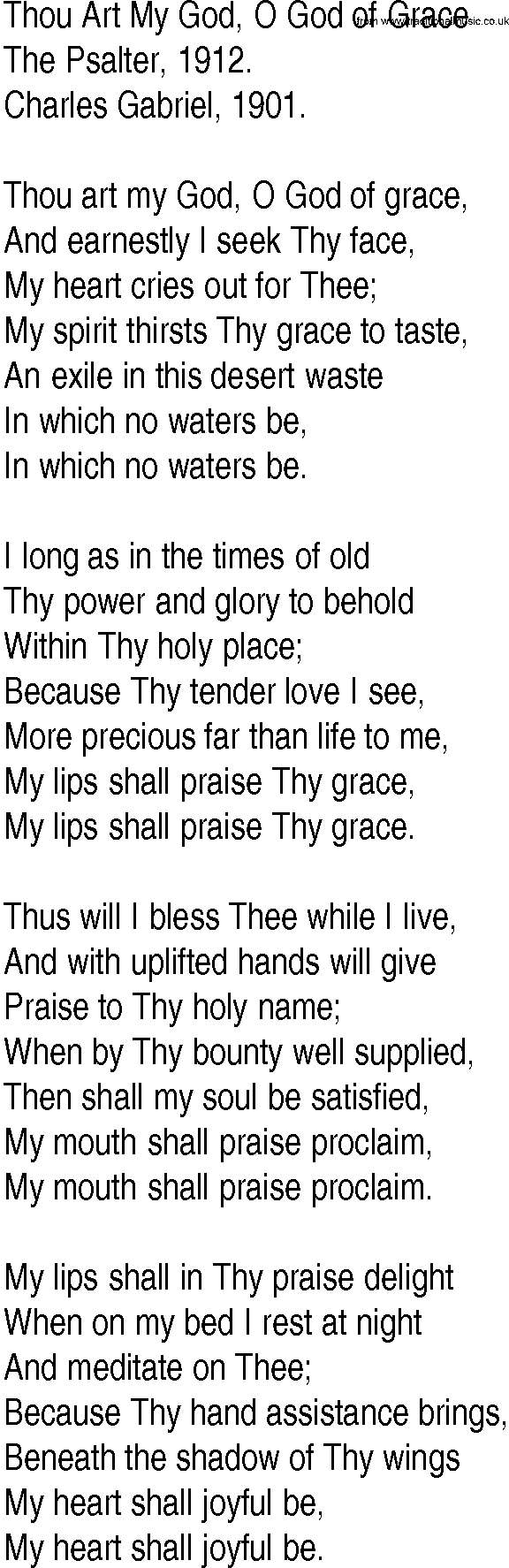 Hymn and Gospel Song: Thou Art My God, O God of Grace by The Psalter lyrics