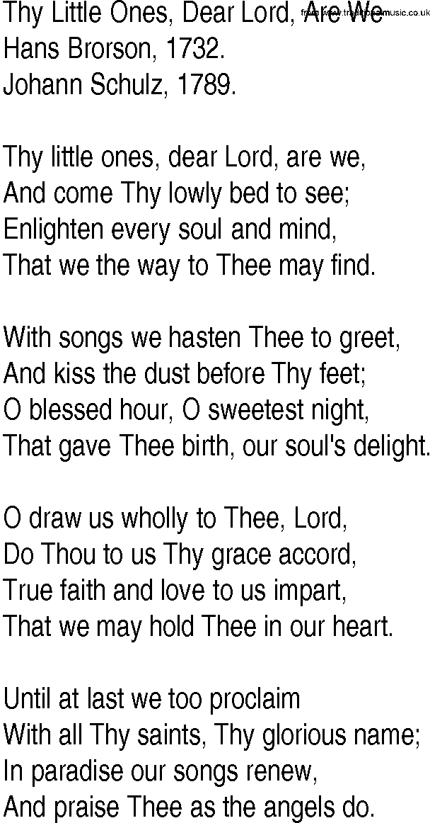 Hymn and Gospel Song: Thy Little Ones, Dear Lord, Are We by Hans Brorson lyrics