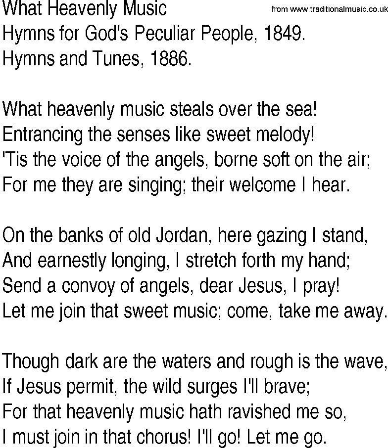 Hymn and Gospel Song: What Heavenly Music by Hymns for God's Peculiar People lyrics