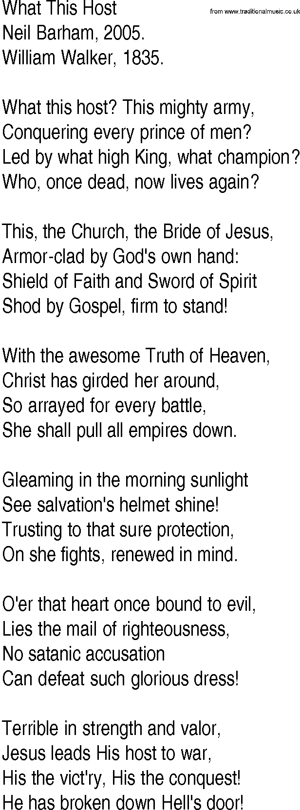 Hymn and Gospel Song: What This Host by Neil Barham lyrics