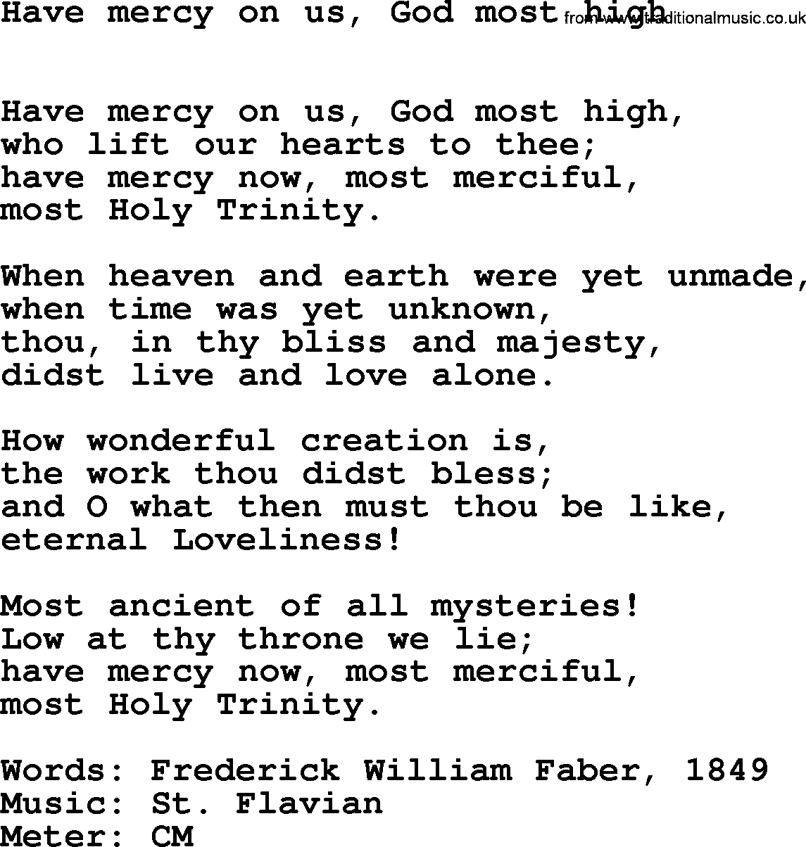 Hymns Ancient and Modern Hymn: Have Mercy On Us, God Most High, lyrics with midi music