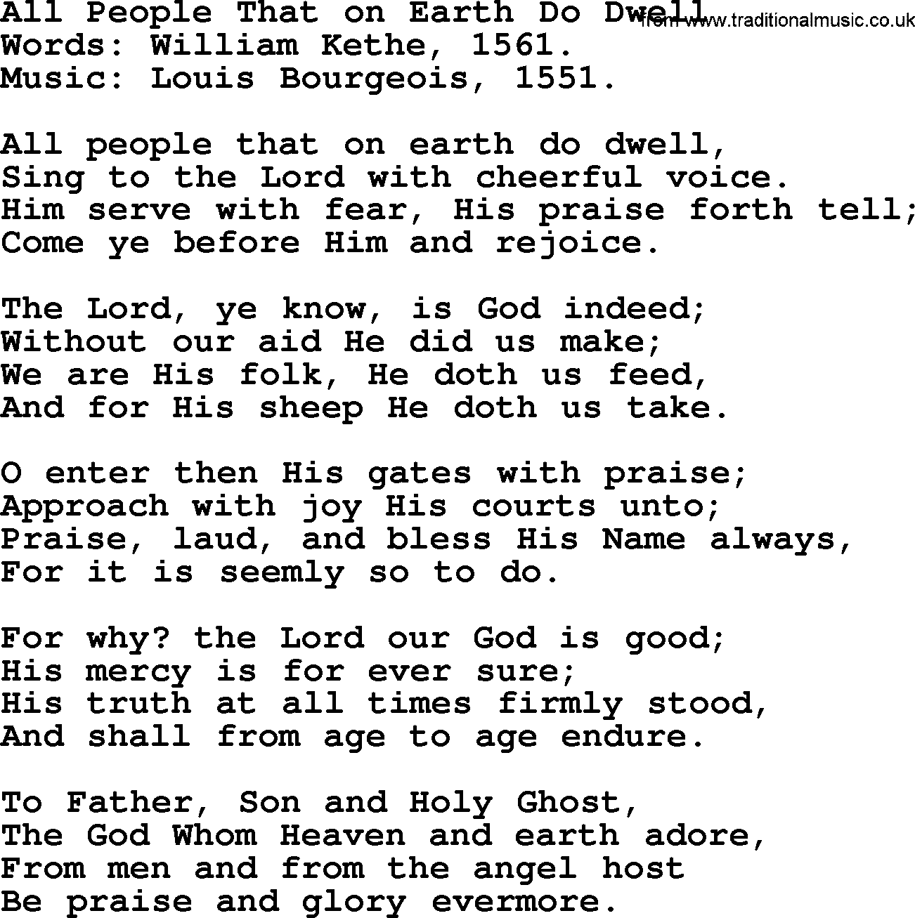 Hymns about Angels, Hymn: All People That On Earth Do Dwell.txt lyrics with PDF
